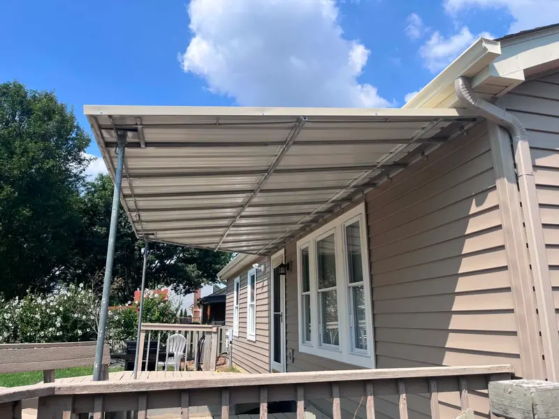 Custom patio metal cover fabricated and installed by Metal AP in Columbus, Ohio