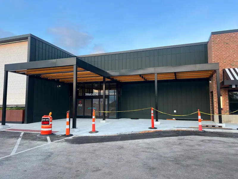 Custom post-supported canopy built by Metal AP for a Central Ohio property