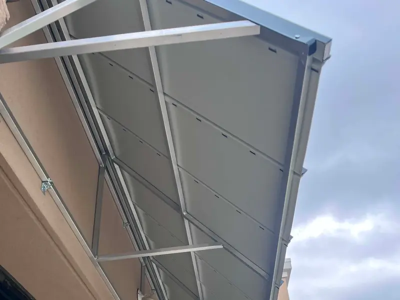 Standing seam metal awning fabricated and installed by Metal AP in Columbus, Ohio