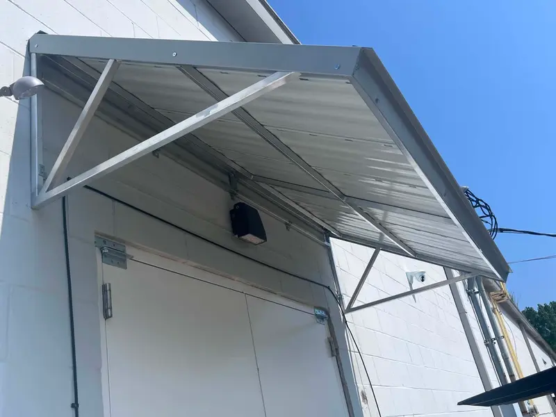 Custom standing seam metal awning built by Metal AP for a Central Ohio property